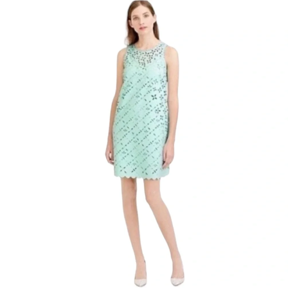 J. Crew Mint Laser Cut Shift Dress